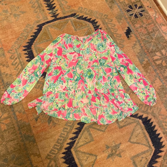 lilly pulitzer palm tree blouse - Picture 1 of 5